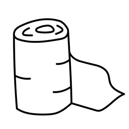 paper roll towel, toilet paper doodle style handndrawn itemのイラスト素材