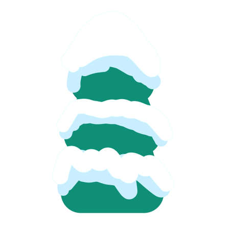 tree covered with snow cartoon style flat vector illustration clipartのイラスト素材