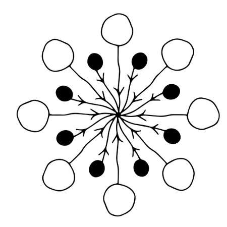 christmas beautiful hand-drawn fantasy snowflake. clip art vector elementのイラスト素材