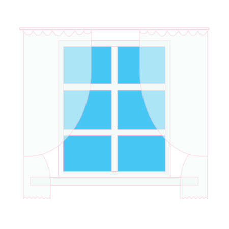 home elements window with curtains flat styleのイラスト素材