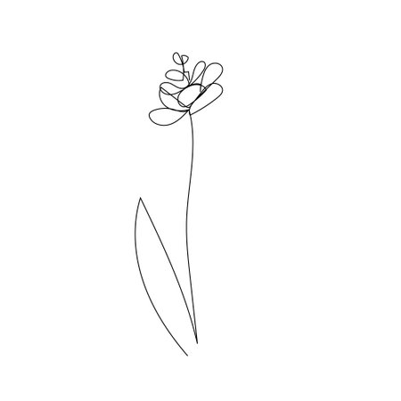 outline one line spring flower doodle handdrawnのイラスト素材