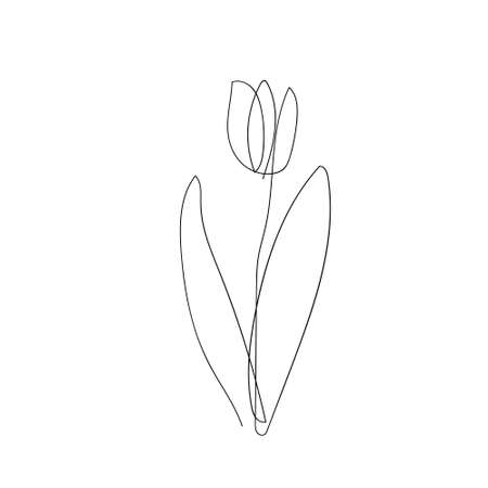 flower continuous one line icon.のイラスト素材