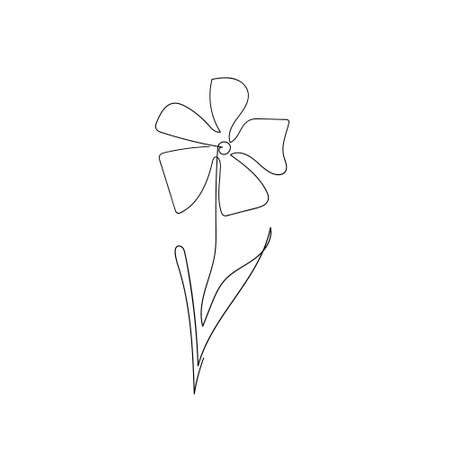 flower continuous one line icon. Isolated single flower silhouette.のイラスト素材