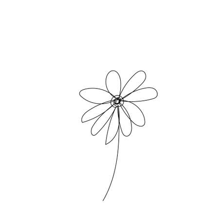 outline one line spring flower doodle handdrawnのイラスト素材