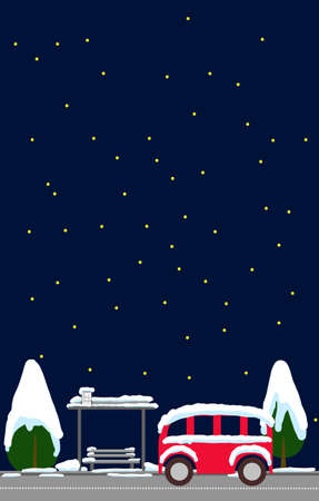 fabulous snow covered town in the Christmas nightのイラスト素材