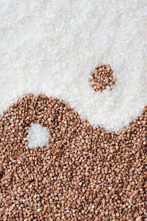 Low carbohydrates in assortment, rice and buckwheat.の写真素材