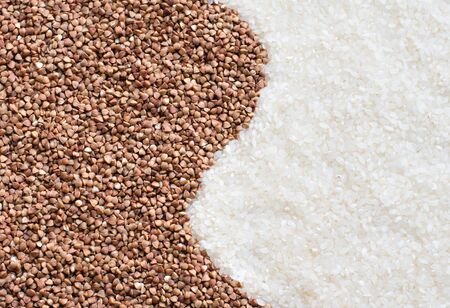 Low carbohydrates in assortment, rice and buckwheat.の写真素材