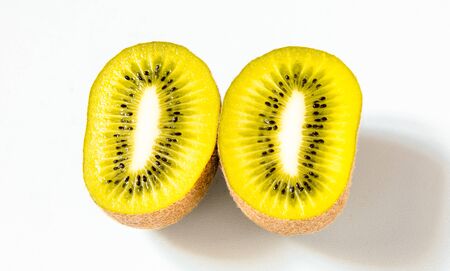 Composition with fruits: kiwi isolated on white backgroundの写真素材