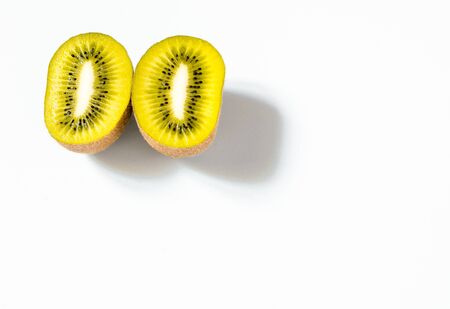 Composition with fruits: kiwi isolated on white backgroundの写真素材