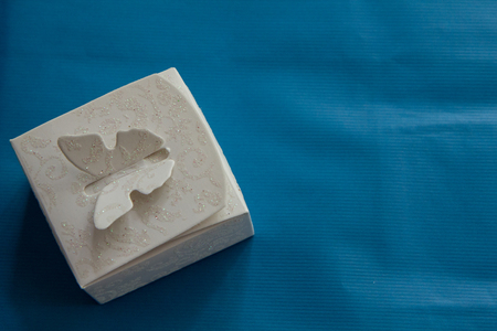 Gift box with  on wood background with space
の写真素材