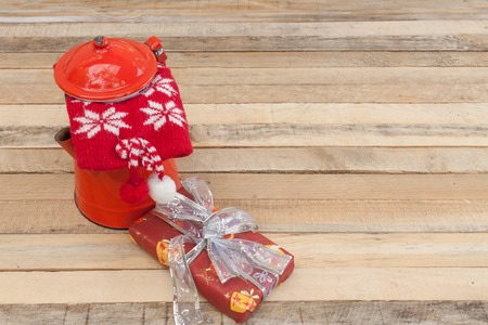 Christmas gift, gloves and teaの写真素材