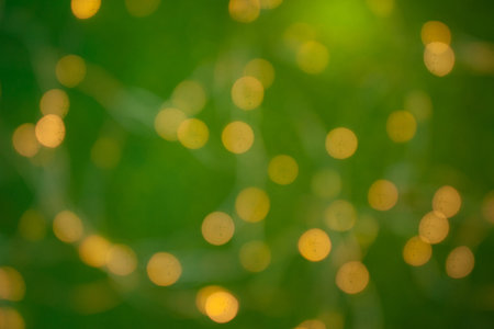 Blurred christmas background. Red bokeh abstract light backdrop. Beautiful images from steam and lights. Magic light bokehの写真素材