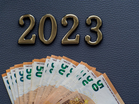 Set of European Union money with a face value of 50 euros. Background of the fifty euros banknotes...