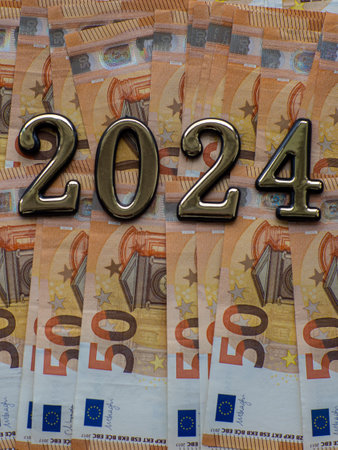 Set of European Union money with a face value of 50 euros. Background of the fifty euros banknotes...