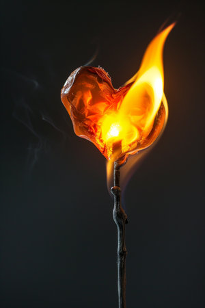 A romantic valentine's day heart-shaped flickering flames, creating an intimate and luxurious ambiance for a special evening.の素材