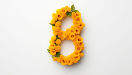 Close-up of a delicately handcrafted yellow flower composition, a perfect to celebrate women's day. The vibrant colors and intricate detailing make it a thoughtful and beautiful gift.の素材