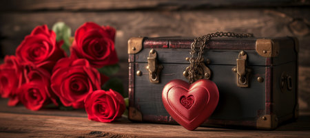 A romantic valentine's day surprise featuring a love-themed safe box, a perfect gift to express love and affection with a touch of mystery and excitement, suitable for partners and loved ones.の素材