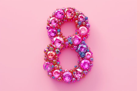 An intricately designed piece of number 8 jewelry, crafted to celebrate womens day, showcasing exquisite details and elegant craftsmanship, making it a perfect gift for the occasion.の素材