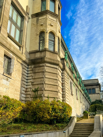 The image showcases the stunning exterior architecture of the museum of fine arts in brussels, belgium. This location features intricate designs and historical significance, perfect for art lovers.の写真素材