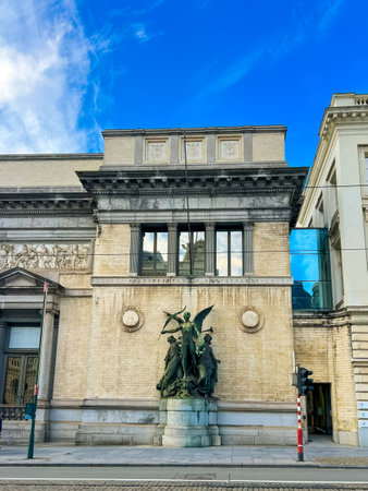 The image showcases the stunning exterior architecture of the museum of fine arts in brussels, belgium. This location features intricate designs and historical significance, perfect for art lovers.の写真素材