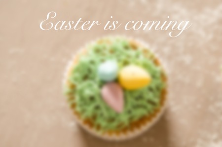 Beautiful cute Easter cupcakes with decorations, easter is coming