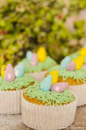 Beautiful cute Easter cupcakes with decorations