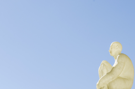 YEREVAN, ARMENIA - September 25, 2014: Modern art statue lantern "sitting man" near Cascade, giant stairway in Yerevan, Armenia. It's important city landmark built in Soviet Unionのeditorial素材