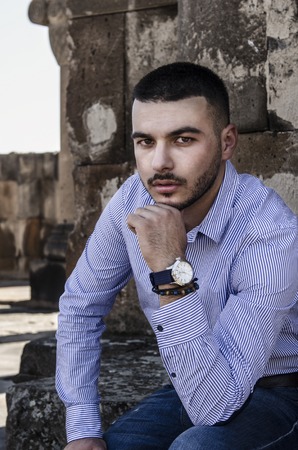 Handsome man portrait , close upの写真素材