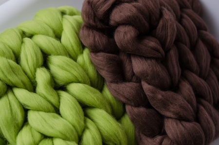 beautiful colorful merino scarfs, close upの写真素材
