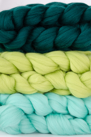 beautiful colorful merino scarfs, close upの写真素材