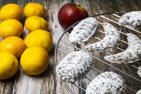 Christmas cookies with powdered sugar.の写真素材