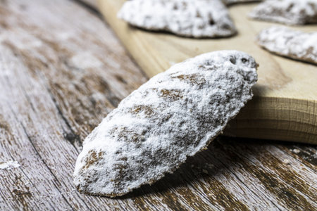 Christmas cookies with powdered sugar.の写真素材
