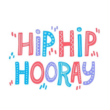 Hand drawn hip hip hooray vector lettering. Concept for card designのイラスト素材