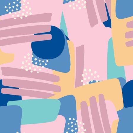 Seamless pattern with abstract decoration. Hand drawn vector flat illustration for packaging.のイラスト素材