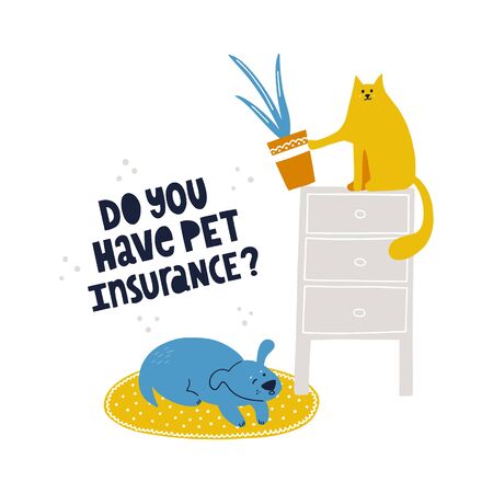 Naughty cat tries to drop homeplant on a dog.のイラスト素材