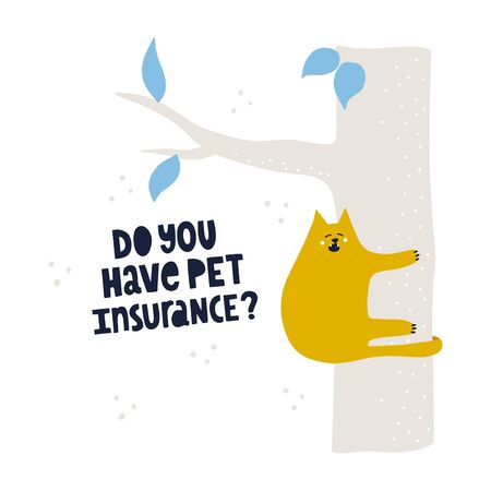 Naughty cat cant go down from the tree.のイラスト素材