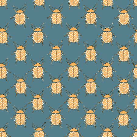 Seamless pattern with bugs. Hand drawn vector illustration for textile design.のイラスト素材