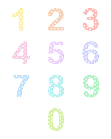 Birthday numbers, colorful numbers, color digits vector illustrationsのイラスト素材