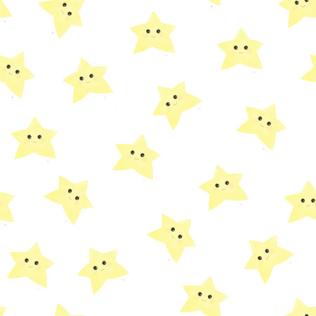 Cute stars watercolor seamless pattern for children, print, background, wallpaperの写真素材
