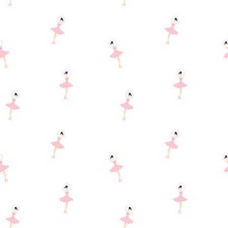Ballerina vector seamless pattern, ballet background, wallpaper, print, textile, fabric, wrapping paper, packaging designのイラスト素材