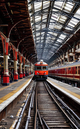 Train in the train station, London, England, UK, Europeの素材