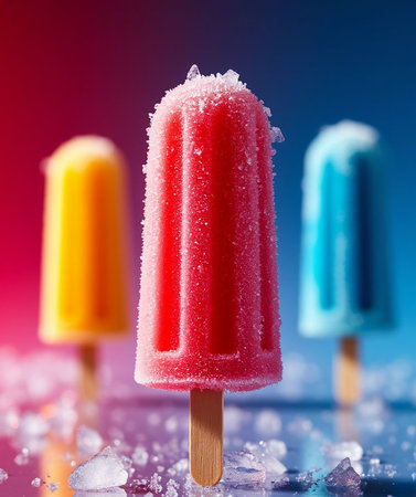 colorful ice cream on a stickの写真素材