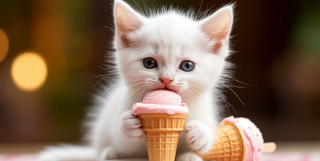 cat with ice creamの写真素材