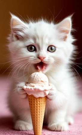 cat with ice creamの写真素材