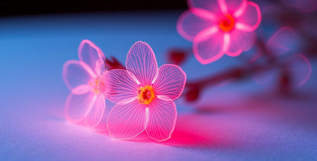 Beautiful pink flowers on a dark background. Close-up.の素材