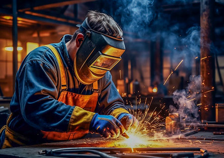 Skilled Welder Performing Precision Workの写真素材