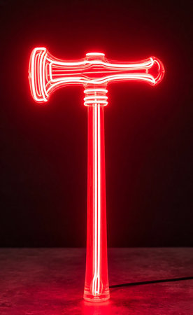 Glowing Hammer: Where Industry Meets Art in a Single Strikeの写真素材