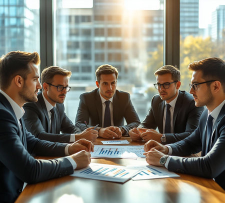 Success Starts with a Meeting: Elite Team Analyzes Financial Dataの素材