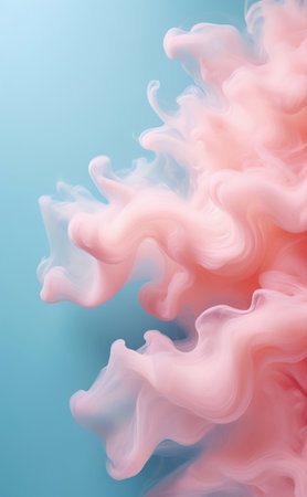 Soft Pink Ink Clouds Dissolving in Blue Water, Abstract 3D Render Backgroundの写真素材