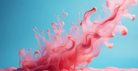 Soft Pink Smoke Cloud Rising on Turquoise Background, Abstract 3D Render with Gradient Floorの写真素材